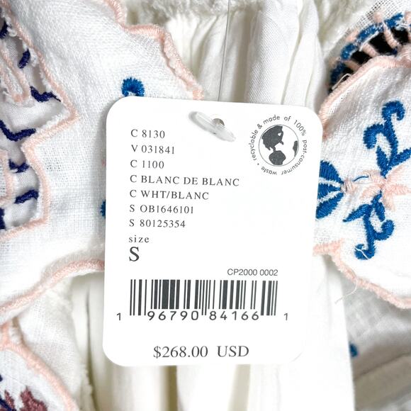 Free People Rambling Roads Mini Dress White Embroidered Floral‎ Cutout Sz S - Picture 11 of 13